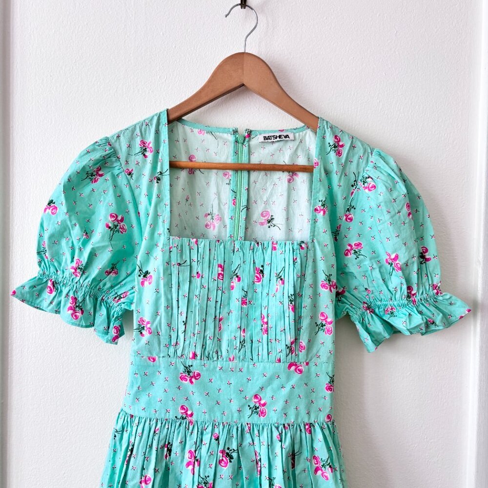 BATSHEVA Popham Pintucked Floral-Print Cotton-Poplin Mini Dress - Picture 8 of 13